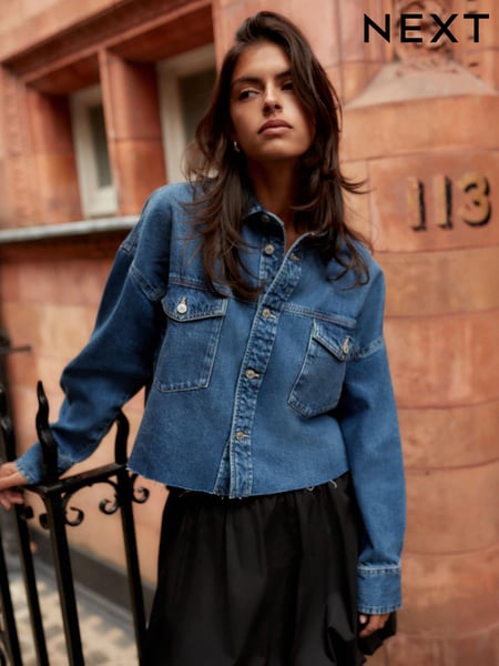 Dunkelblau - Cropped Denim Shacket (E43175) | 51 €