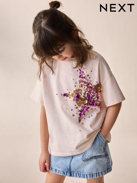 Pink/Gold Sequin Star T-Shirt (3-16yrs) (E44437) | € 14 - € 21
