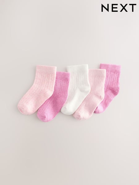 Pink Rib Baby Socks 5 Pack (0mths-2yrs) (E45065) | € 8