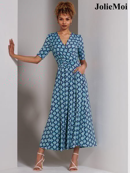 Jolie Moi Green Bree Half Sleeve Jersey Maxi Dress (E45131) | € 61