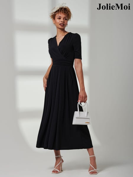 Jolie Moi Black Bree Half Sleeve Jersey Maxi Dress (E45134) | € 123