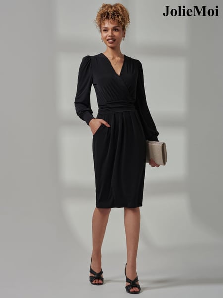 Jolie Moi Black Kinslee Long Sleeve Pegged Dress (E45136) | € 47