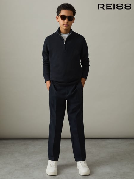 Reiss Navy/Dark Bordeaux Blackhall 2 Pack 9-13 yrs Two Pack Of Merino Wool Zip-Neck Jumpers (E45175) | € 115