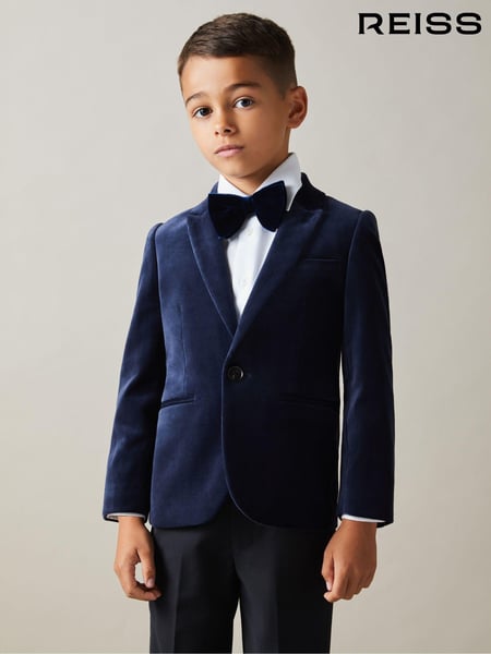Reiss Baltic Blue Apsara 3-9 yrs Velvet Single Breasted Blazer (E45182) | € 153