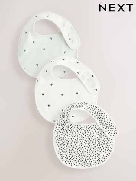Black/White Baby Regular 100% Cotton Bibs 3 Pack (E45391) | € 10