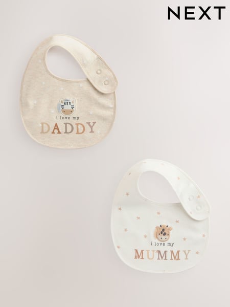 Neutral Character I Love My Mummy/Daddy Baby Bibs 2 Pack (E45521) | € 8