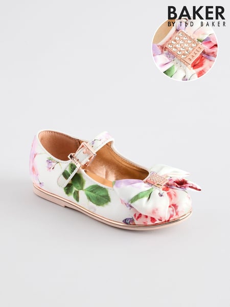Baker by Ted Baker Girls White/Pink Mary Jane Bow Occasion Shoes (E45759) | € 56