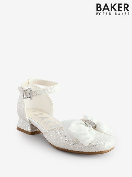 Baker by Ted Baker Girls Heel Occasion White Bow Shoes (E45764) | € 62