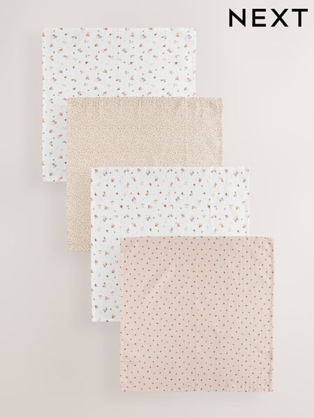 Ditsy Floral Baby Muslins 100% Cotton Cloths 4 Pack (E45983) | € 14 - € 17