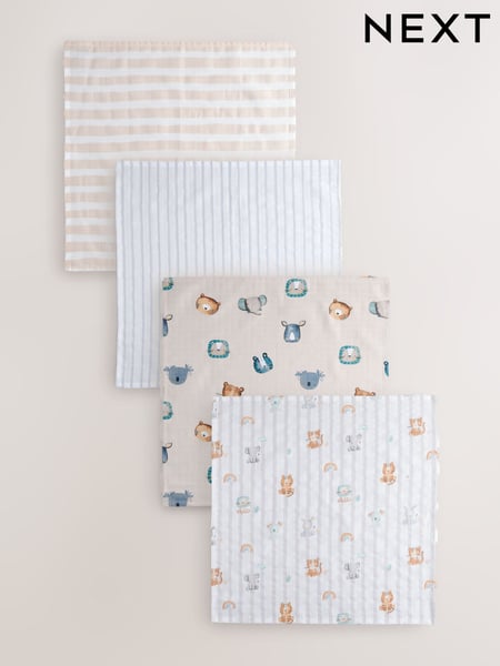 Animal Characters Baby Muslins 100% Cotton Cloths 4 Pack (E45988) | € 14 - € 17