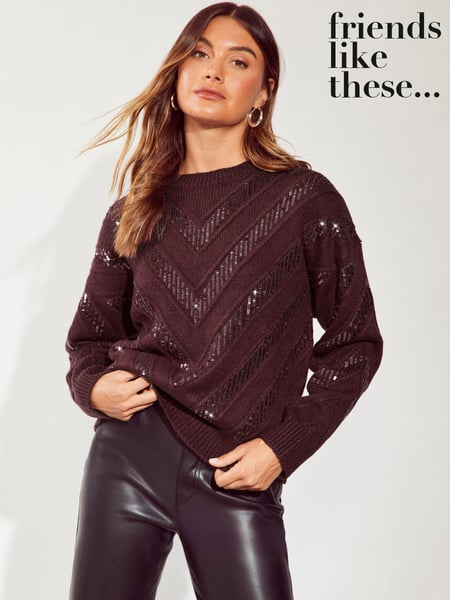 Friends Like These Purple Chevron Sequin Jumper (E46578) | € 41