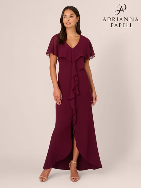 Adrianna Papell Studio Red Crepe And Chiffon Gown (E47347) | € 116