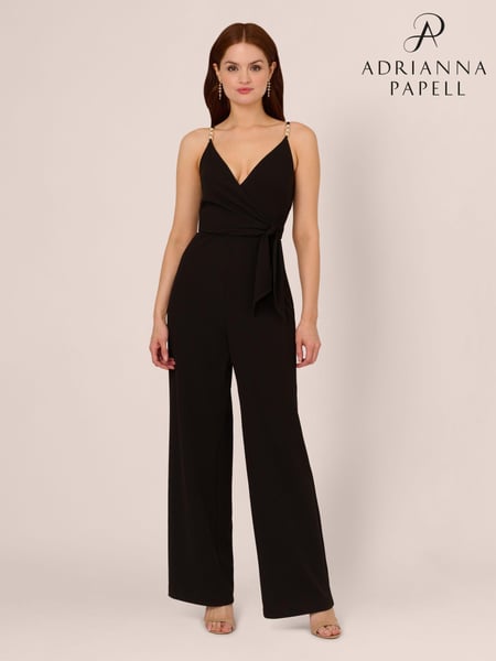 Adrianna Papell Surplice Tie Front Black Jumpsuit (E47350) | € 139