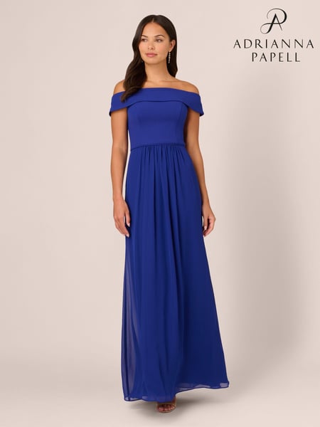 Adrianna Papell Blue Crepe Chiffon Gown (E47361) | € 217