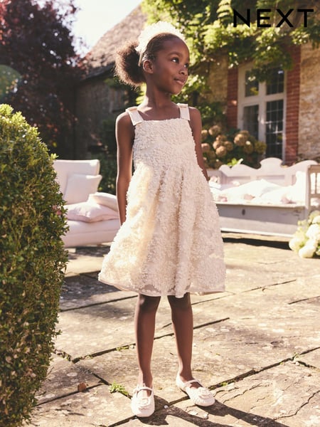 Cream 3D Floral Flower Girl Dress (3-16yrs) (E47972) | € 65 - € 74