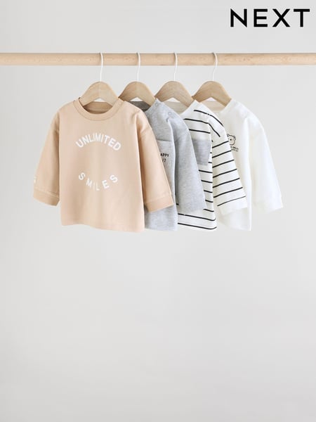 Mono/Neutral Baby Long Sleeve T-Shirts 4 Pack (E48162) | € 26 - € 28