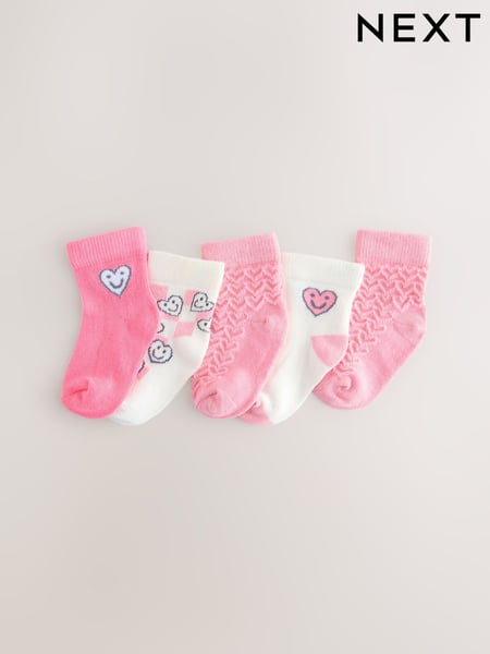 Pink Face Baby Socks 5 Pack (0mths-2yrs) (E48274) | € 9
