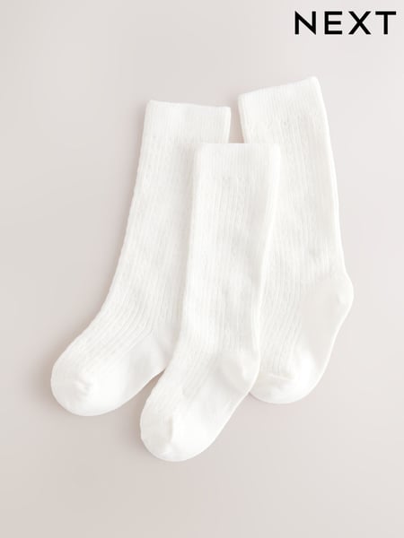 White Knee High Bow Baby Sock 3 Pack (0mths-2yrs) (E48276) | € 7