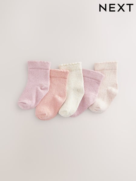 Pink Sparkle Baby Socks 5 Pack (0mths-2yrs) (E48279) | € 10