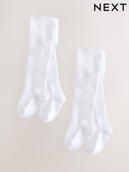 White Baby Pelerine Tights 2 Pack (0mths-2yrs) (E48344) | € 14