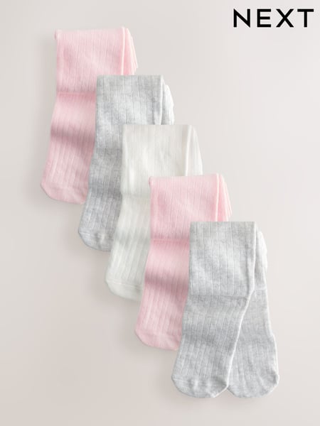Pink/Grey Baby Tights 5 Pack (0mths-2yrs) (E48359) | € 27