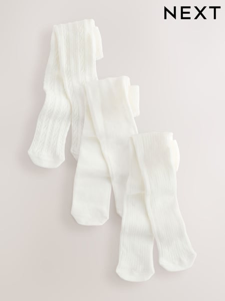 Ecru Cable/Ribbed Baby Tights 3 Pack (0mths-2yrs) (E48362) | € 17