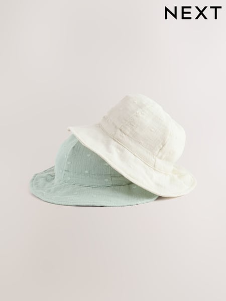 Mint Green/Ecru 100% Cotton Baby Hats 2 Pack (0mths-2yrs) (E48416) | € 20