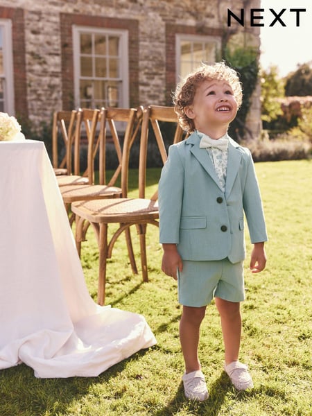Mineral Blue Blazer Shirt Shorts and Bow Tie Set (3mths-9yrs) (E51025) | € 65 - € 74