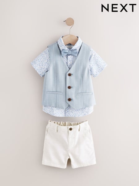 Blue Waistcoat Shirt Shorts and Bow Tie Set (3mths-9yrs) (E51031) | € 54 - € 62