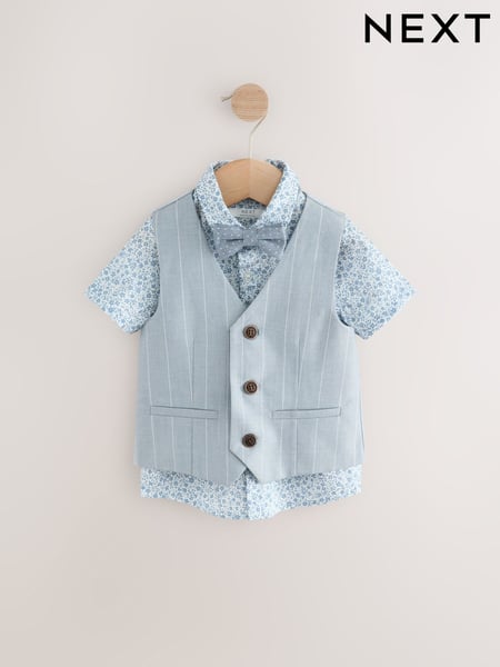 Blue Pinstripe Waistcoat Shirt and Bowtie Set (3mths-9yrs) (E51032) | € 43 - € 48