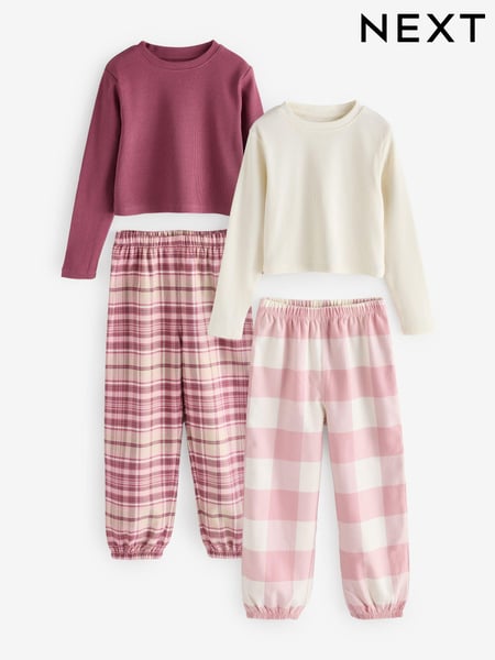 Pink Check Woven Bottom Pyjamas 2 Pack (3-16yrs) (E51155) | € 25 - € 35
