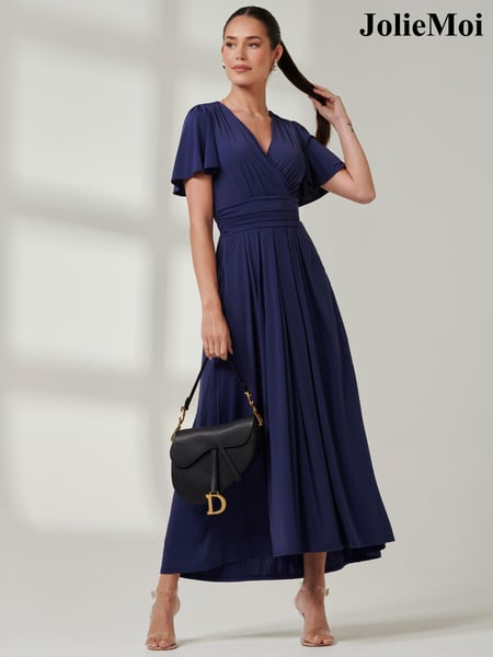 Jolie Moi Blue Angel Sleeve Super Smooth Jersey Maxi Dress (E51252) | € 123