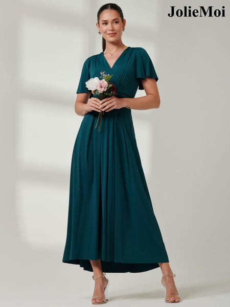 Jolie Moi Green Wrap Bodice Super Smooth Jersey Maxi Dress (E51261) | € 123