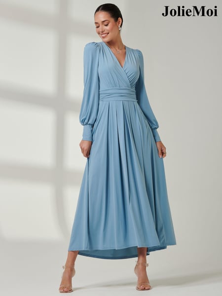 Jolie Moi Blue Wrap Bodice Super Smooth Jersey Maxi Dress (E51268) | € 148