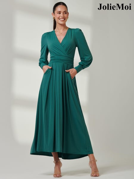 Jolie Moi Green Wrap Bodice Super Smooth Jersey Maxi Dress (E51272) | € 148