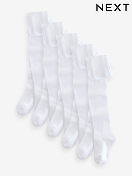 White 5 Pack Cotton Rich School Tights (E51827) | € 23 - € 33