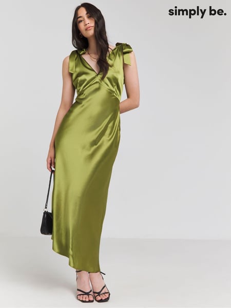 Simply Be Green Tie Strap Satin Dress (E52433) | € 26
