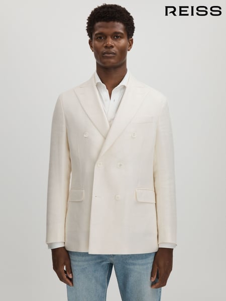 Oscar Jacobson Linen-Wool Twill Double Breasted Blazer (E52857) | € 934