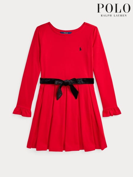 Polo Ralph Lauren Girls Red Belted Occasion Dress (E53310) | € 114