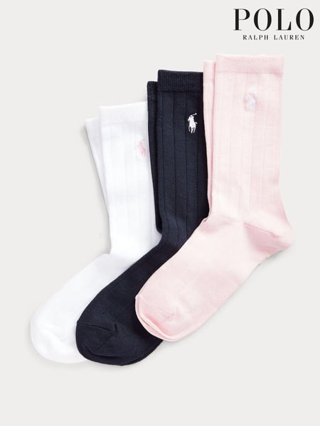 Polo Ralph Lauren White Girls Logo 100% Cotton Socks 3 Pack (E53317) | € 19