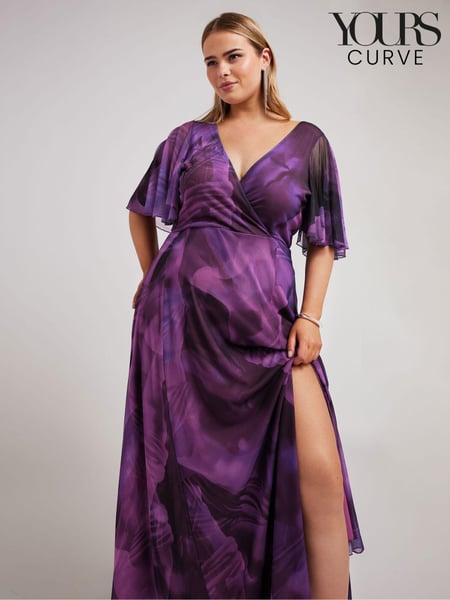 Yours Curve Purple London Abstract Wrap Maxi Dress (E53678) | € 109