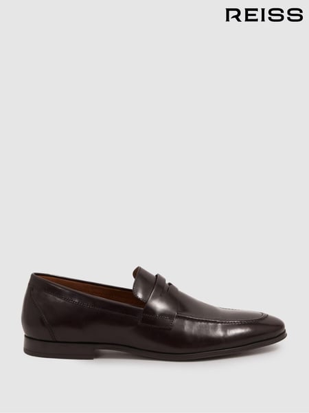 Reiss Oxblood Bray Leather Patent Leather Saddle Loafers (E54509) | € 278
