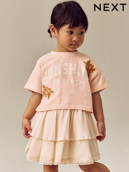 Peach Pink 100% Cotton T-Shirt & Skirt Set (3mths-7yrs) (E54800) | € 28 - € 34