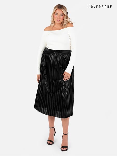 Lovedrobe Pleated Metallic Midi Skirt (E55208) | € 43