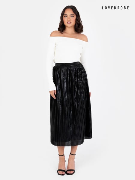 Lovedrobe Pleated Metallic Midi Skirt (E55238) | € 43
