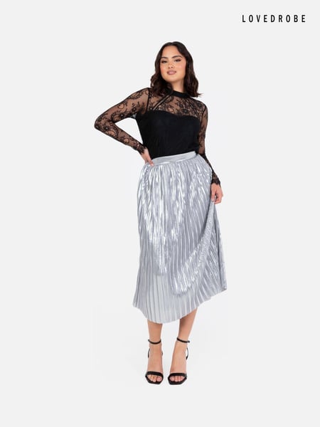 Lovedrobe Pleated Metallic Midi Skirt (E55240) | € 38