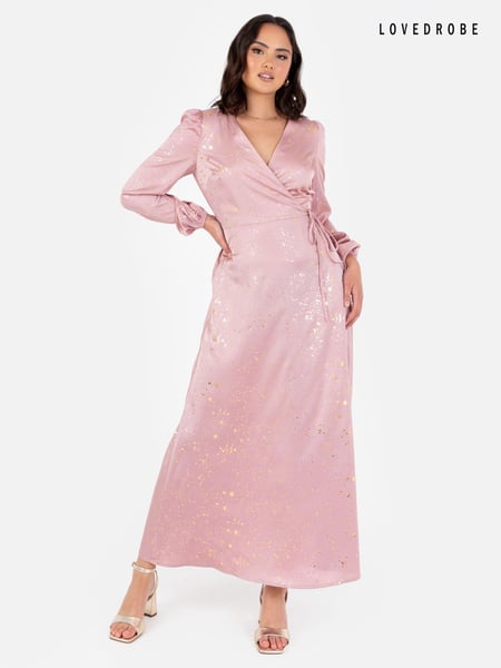 Lovedrobe Pink Wrap Front Long Sleeve Midaxi Dress (E55243) | € 43
