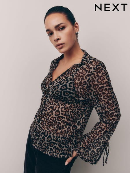 Leopard Print Long Sleeve Mesh Shirt (E55668) | € 44