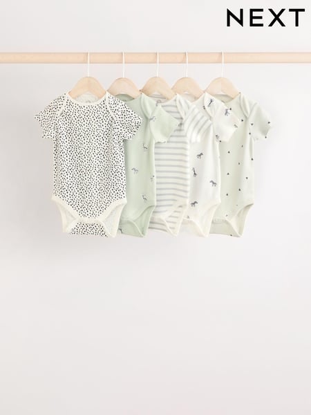 Mint Green Baby Short Sleeve Bodysuits 5 Pack (E57523) | € 24 - € 27
