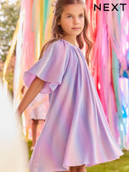 Lilac Purple Rainbow Sparkle Angel Sleeve Party Dress (3-16yrs) (E57558) | € 28 - € 37